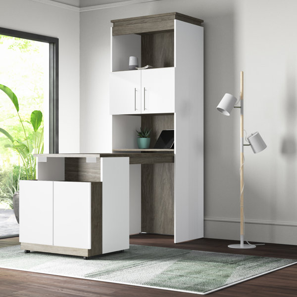 Brayden Studio® Ailed 30W Shelving Unit With FoldOut Desk Wayfair